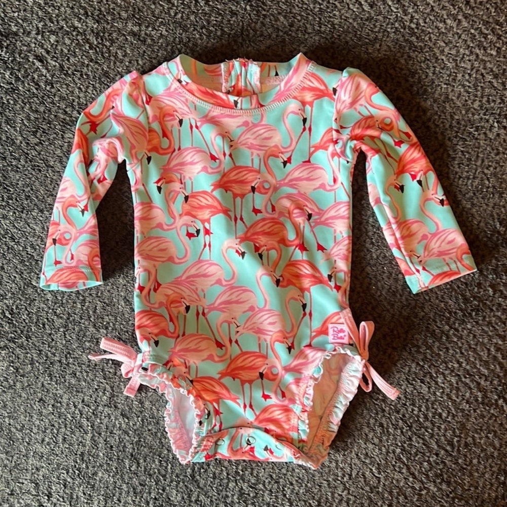 RuffleButts Flamingo One Piece Swimsuit UPF 50